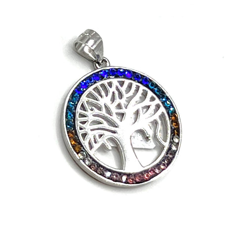 Sterling Silver Colored Tree of Life Pendant